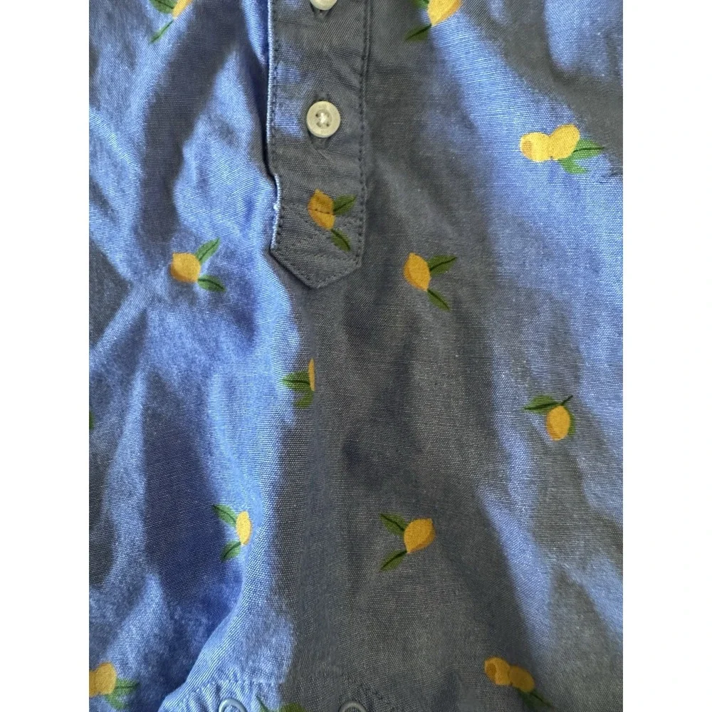 Janie and Jack Size 0-3 Girls Denim Short Sleeve Romper Lemons